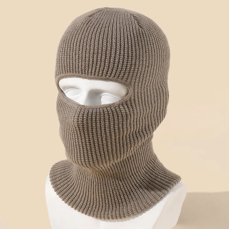 Vintage Unisex Single Hole Balaclava Beanie Autumn Winter Outdoor Solid Color Men Women Ride Ski Mask  Caps Candy Colors Warm