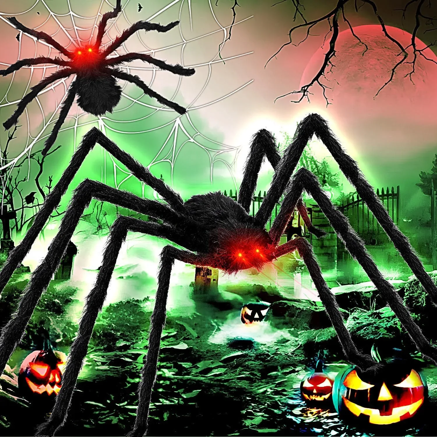 Halloween Giant Black Plush Spider Decoration Soft Realistic Tarantula Prop Haunted House Party Yard Garden Indoor Outdoor