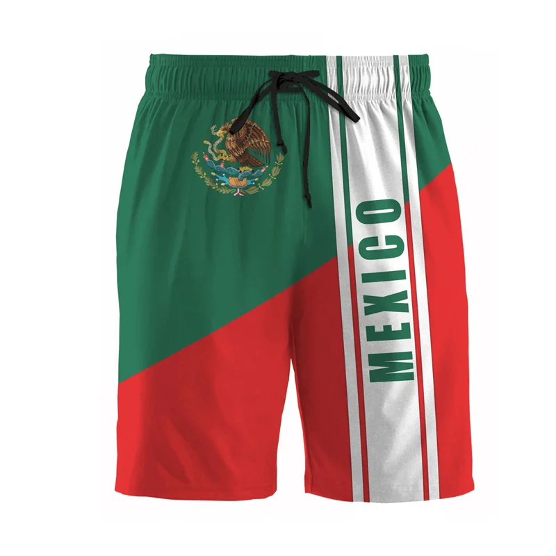 Mexico Flag 3D Printed Aztec Beach Shorts Men Outdoor Sports Surfing Board Shorts Summer Casual Swim Trunks Street Short Pants