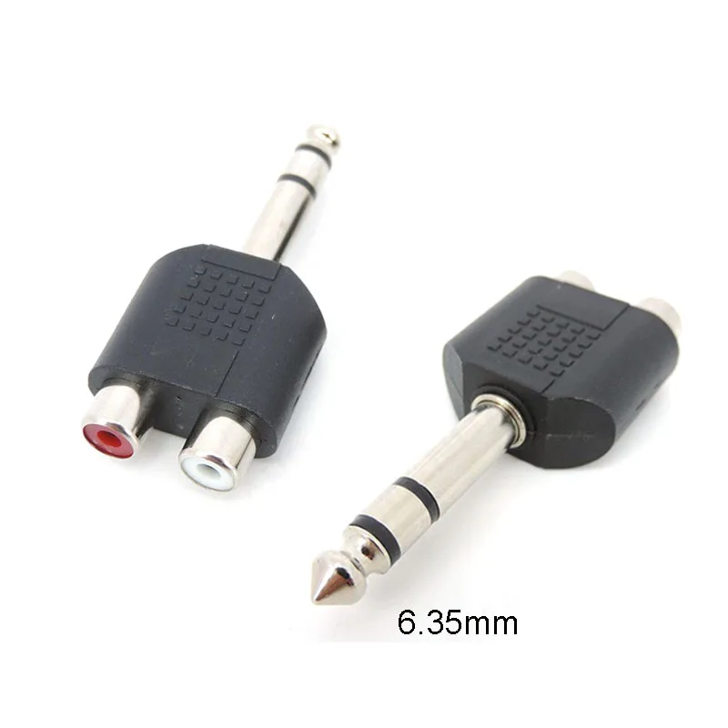 6.35 / 6.5 mm Male to Dual RCA Female connector converter audio and video adapter connection lotus three split RCA RF AV M20