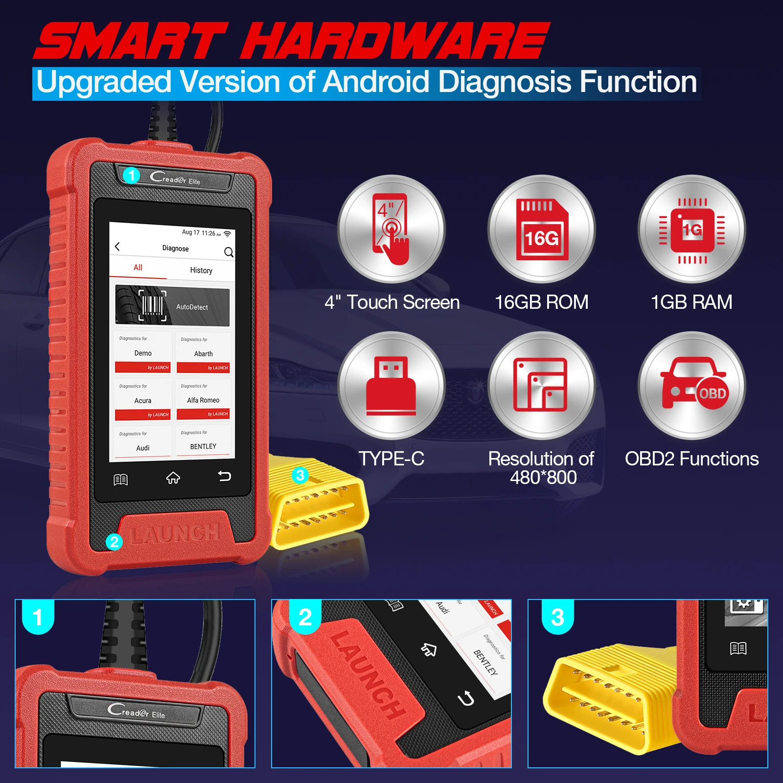 LAUNCH X431 Creader Elite CRE205 OBD2 Diagnostic Tool ABS SRS System Scan Diagnose 5 Reset Services Scanner Lifetime Free Update