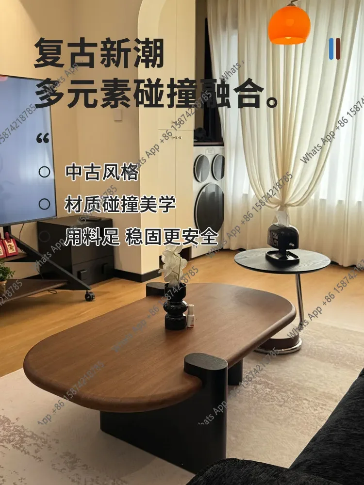 

Xx Small Apartment Italian Medieval Style Solid Wood Living Room Home Light Luxury Minimalist High-end Combination Coffee Table