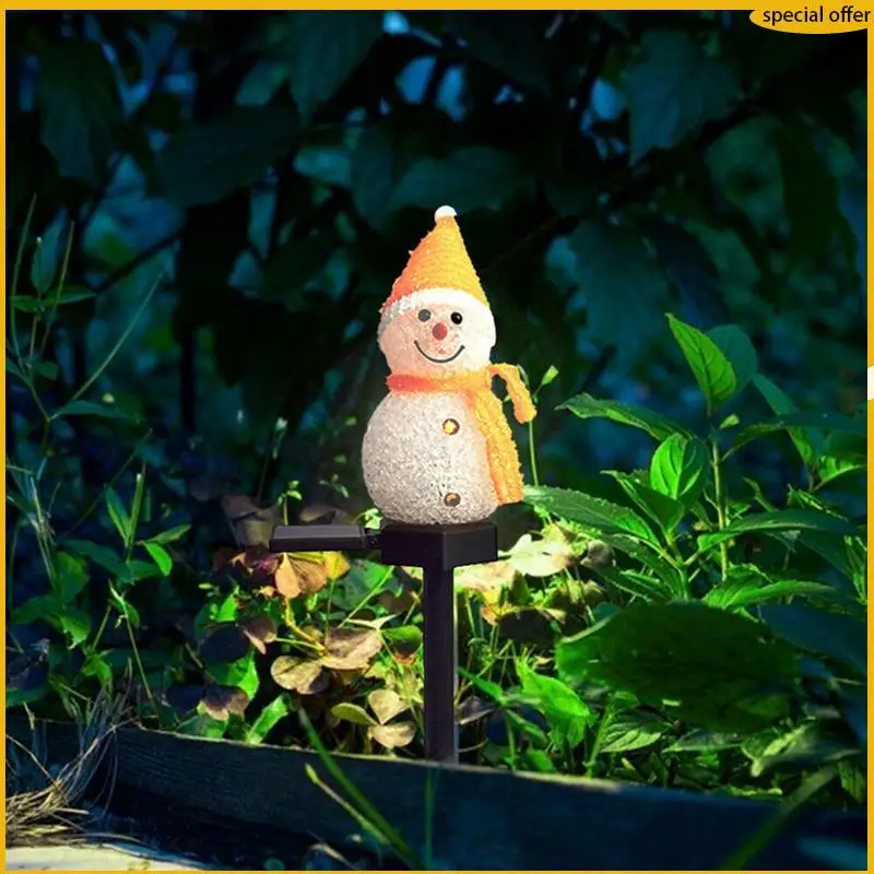 

A50I 4X Snowman Solar Lights Christmas Solar Powered LED Snowman Light Decor Outdoor Garden Stake Lamps Xmas Yellow
