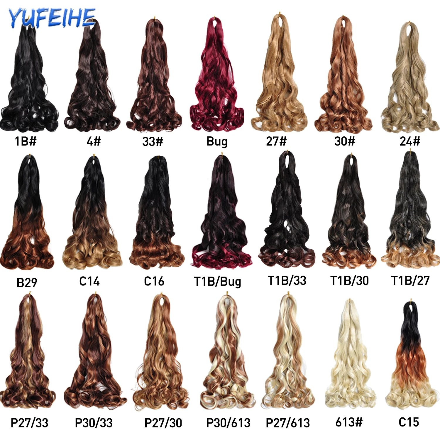 Spiraal Krullen Vlechten Haar 24Inch Synthetische Franse Krullen Ombre Gehaakte Hair Extensions Voor Zwarte Vrouwen Blonde Losse Golf Haar