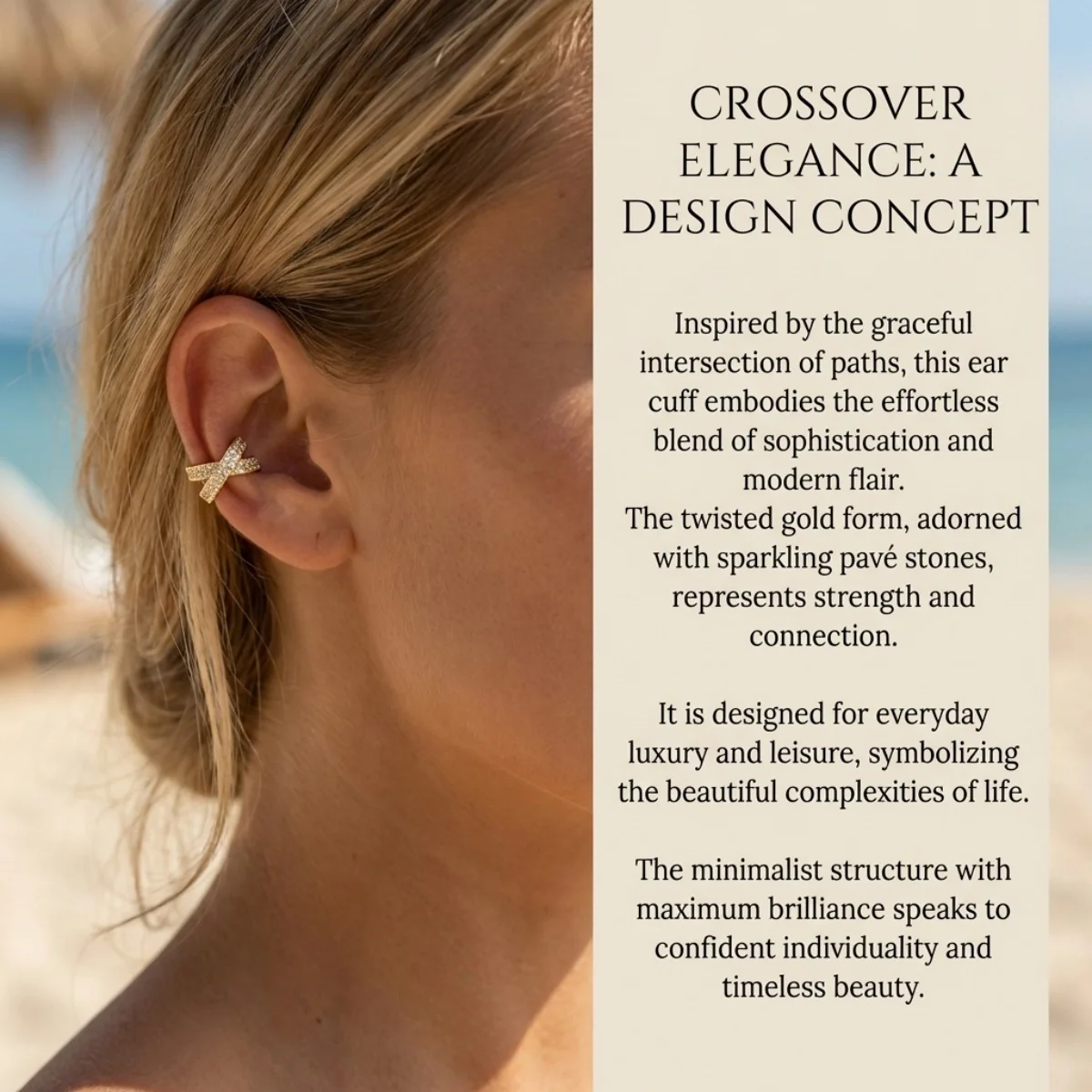 1 Stück minimalistischer, mit CZ-Zirkonia besetzter Kreuz-Ohrclip für Damen und Herren, trendiger, zierlicher, geometrischer Ohrclip, vielseitiger Schmuck – Detail 12
