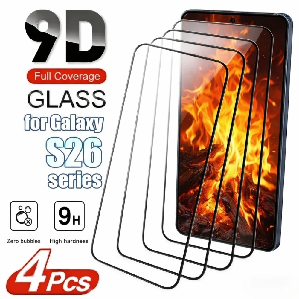 4Pcs Full Cover Screen Protector for Samsung Galaxy S26 S25 S24 Ultra S23 S22 S21 Plus S26 S25 Edge Anti-Scratch Tempered Glass