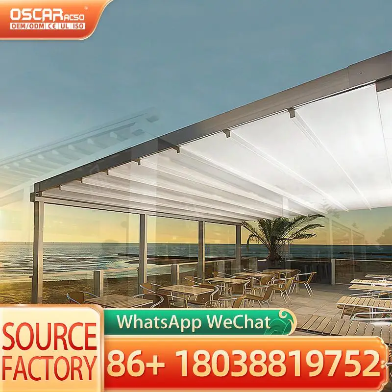 Customized Size Aluminum Frame Outdoor Sun Shade Awning with Roofing Powder Coated Wood like Pergola for Garden Patio Backyard R