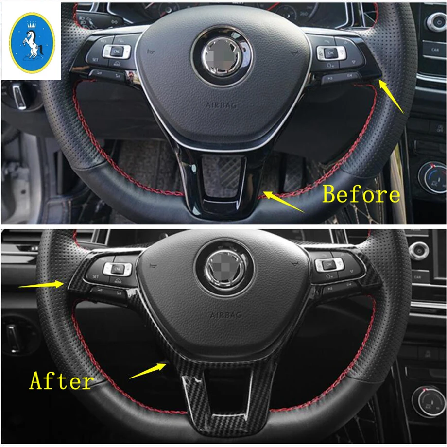 

Car Interior Steering Wheel Control Button Decor Frame ABS Accessories Cover Trim Fit For Volkswagen Golf 7 POLO MK6 MK7 Touran