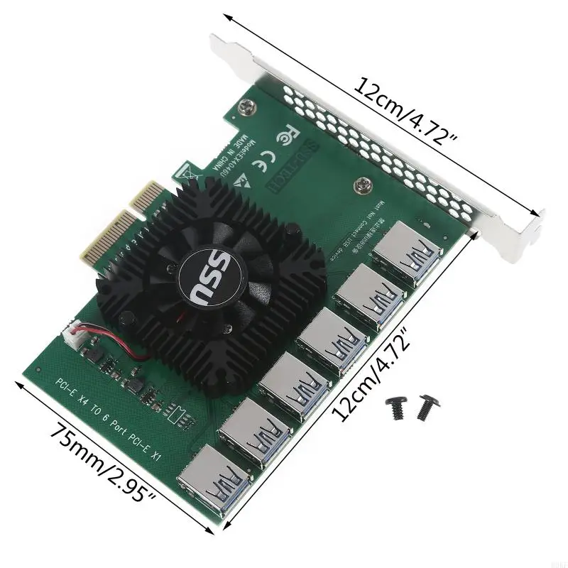 B0KF Mining PCI-E Extender Riser Card 1 to External 6 USB Adapter 16x Slots Card PCI-E Adapter Riser Card