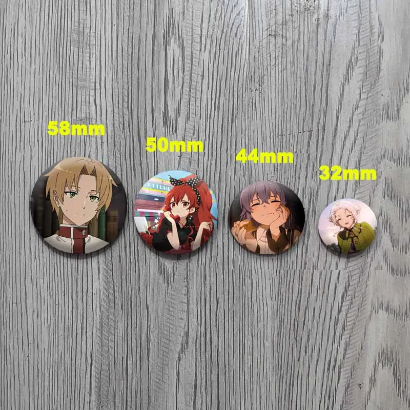 الكرتون رودي وسيلفي بروش مستدير لطيف مضحك أنيمي Mushoku Tensei دبابيس مجوهرات شارة قبعة ظهره اكسسوارات هدايا عيد الميلاد #2