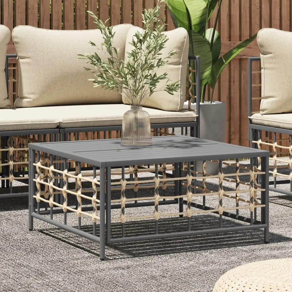 70x70x34 cm Anthracite Poly Rattan Garden Table - Stylish Outdoor Furniture