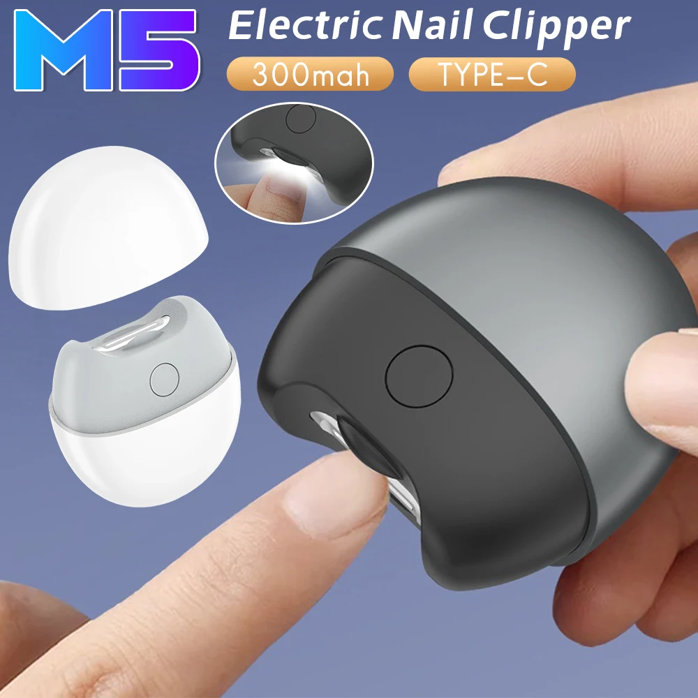 

USB Rechargeable Electric Nail Clipper Trimmer with LED Light & Clip Storage Portable Fingernail Cutter for Kids Seniors Adults