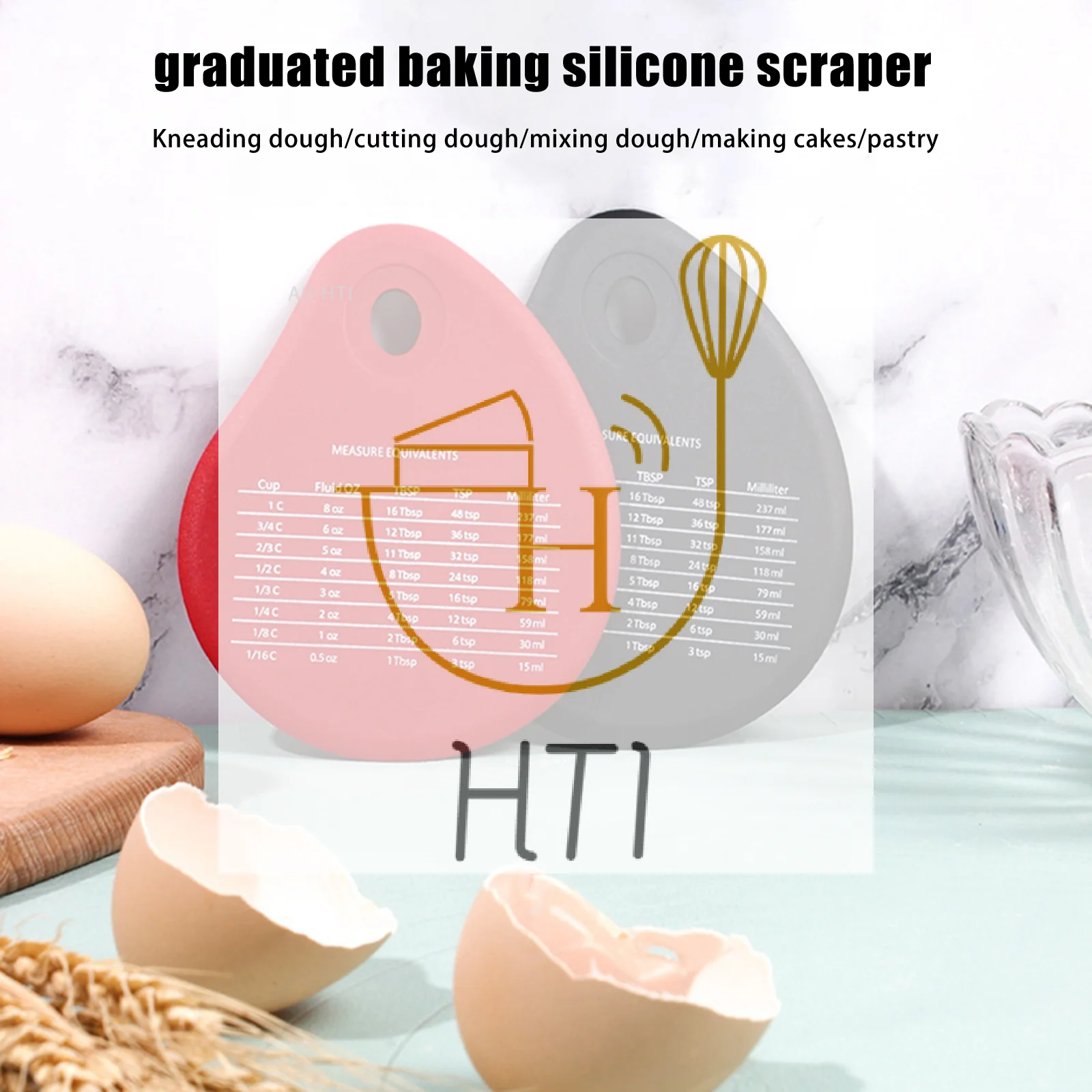 Silicone Scraper With Graduations, Dough Kneading And Cutting Knife, Multi-functional Butter Scraper