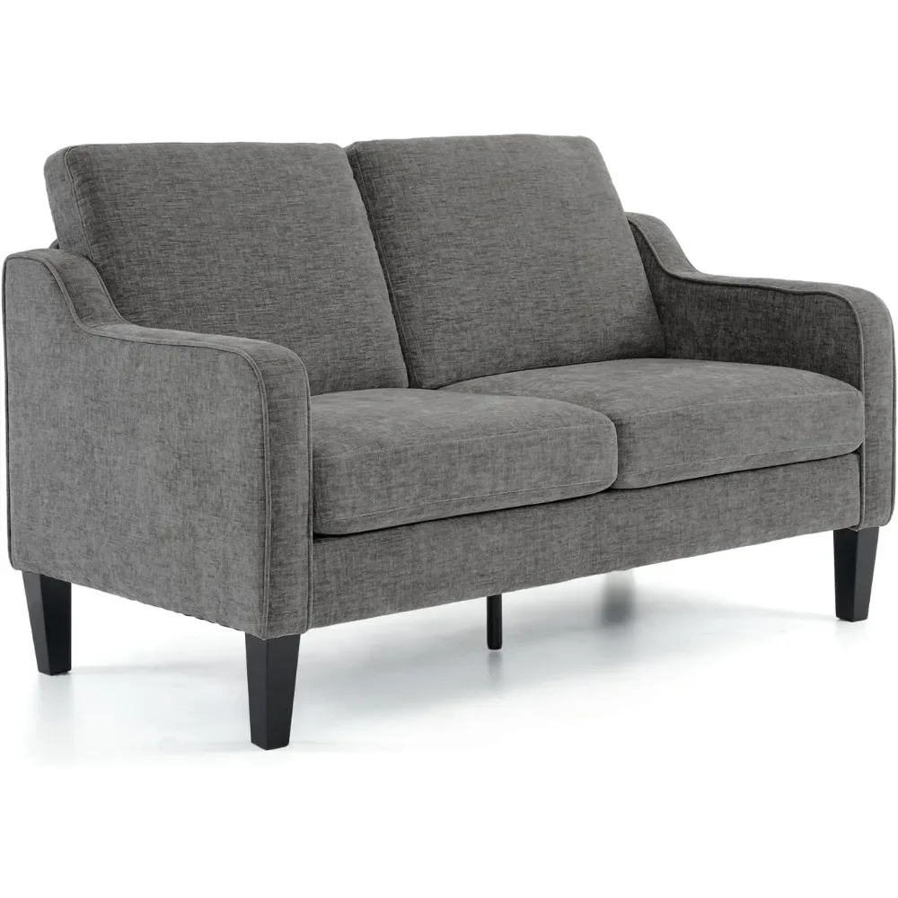 

53" Wide Love Seat, Mid-Century Modern Loveseat Sofa Couch with Solid Legs, 2 Seater Sofa Couches with Scooped Armrest