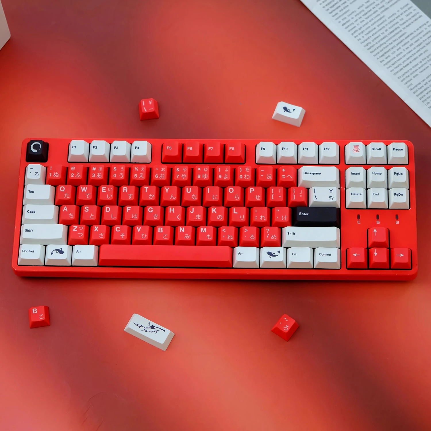 Sumi Keycaps Cherry Profile PBT Dye Sublimation Keycap Black Red Full Set For MX Switch Mechanical Keyboard GK61/64/68/75/84/87