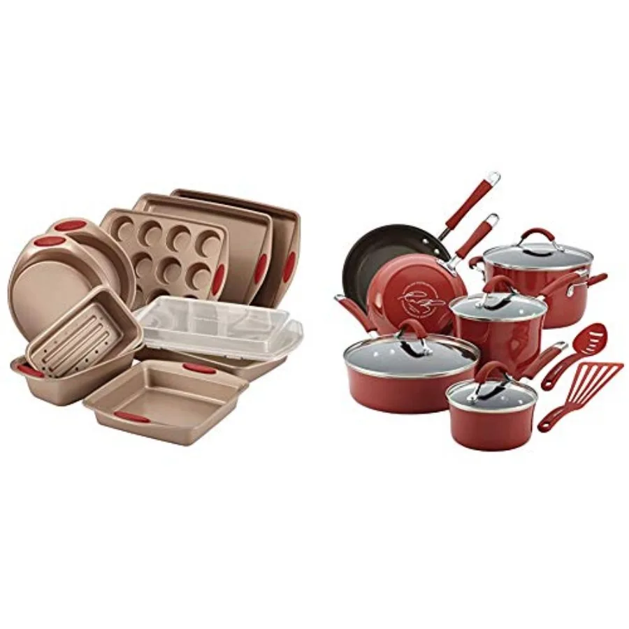 

Rachael Ray 52410 Набор форм для выпечки Cucina с антипригарным покрытием и формами для выпечки Листы для печенья Форма для торта и хлеба, 10 предметов и