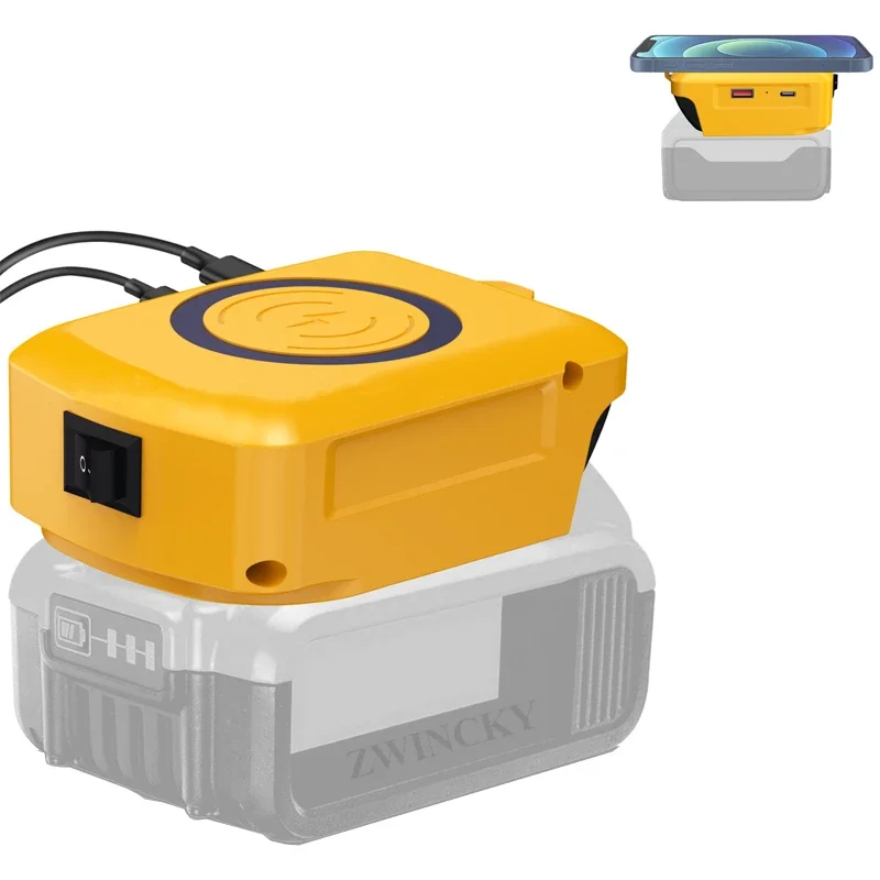 شحن لاسلكي للهواتف المحمولة متوافق مع محول شاحن USB لبطارية ليثيوم ديوالت 18 فولت لهواتف سامسونج وأندرويد