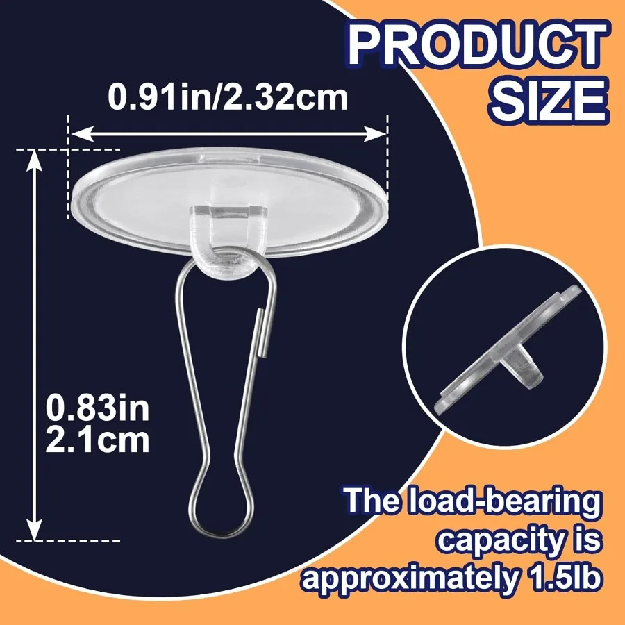 100 عبوة من خطافات السقف ذاتية اللصق لتعليق الأقراص الشفافة اللزجة مع خطافات معدنية شماعة حائط قابلة للإزالة لـ Chr #2