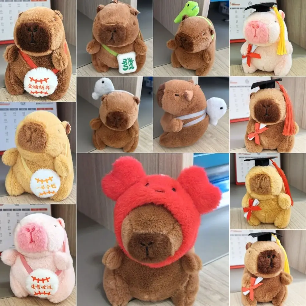 Multicolor Capybara Keychain Kawaii Pink Capibala 10-13cm Keychain Doll Kapibala Stuffed Animals Capibala Pendant Kids