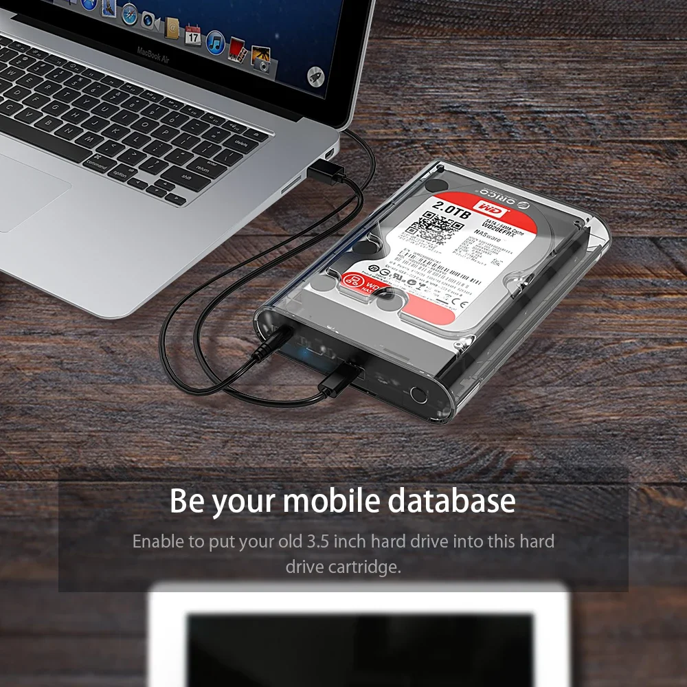 ORICO 3.5 Inch SATA to USB 3.0 Type C Transparent HDD Case SSD Adapter Hard Disk Drive Box USB3.0 External Storage HDD Enclosure