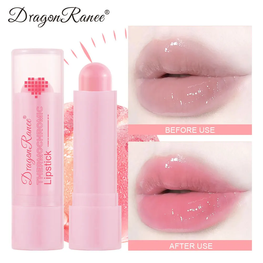 Shiny Warm Change Lipstick Long Lasting Moisturizing Diamond Color Change Lipstick Moisturizing Pink Lip Stain Makeup Lip Balm