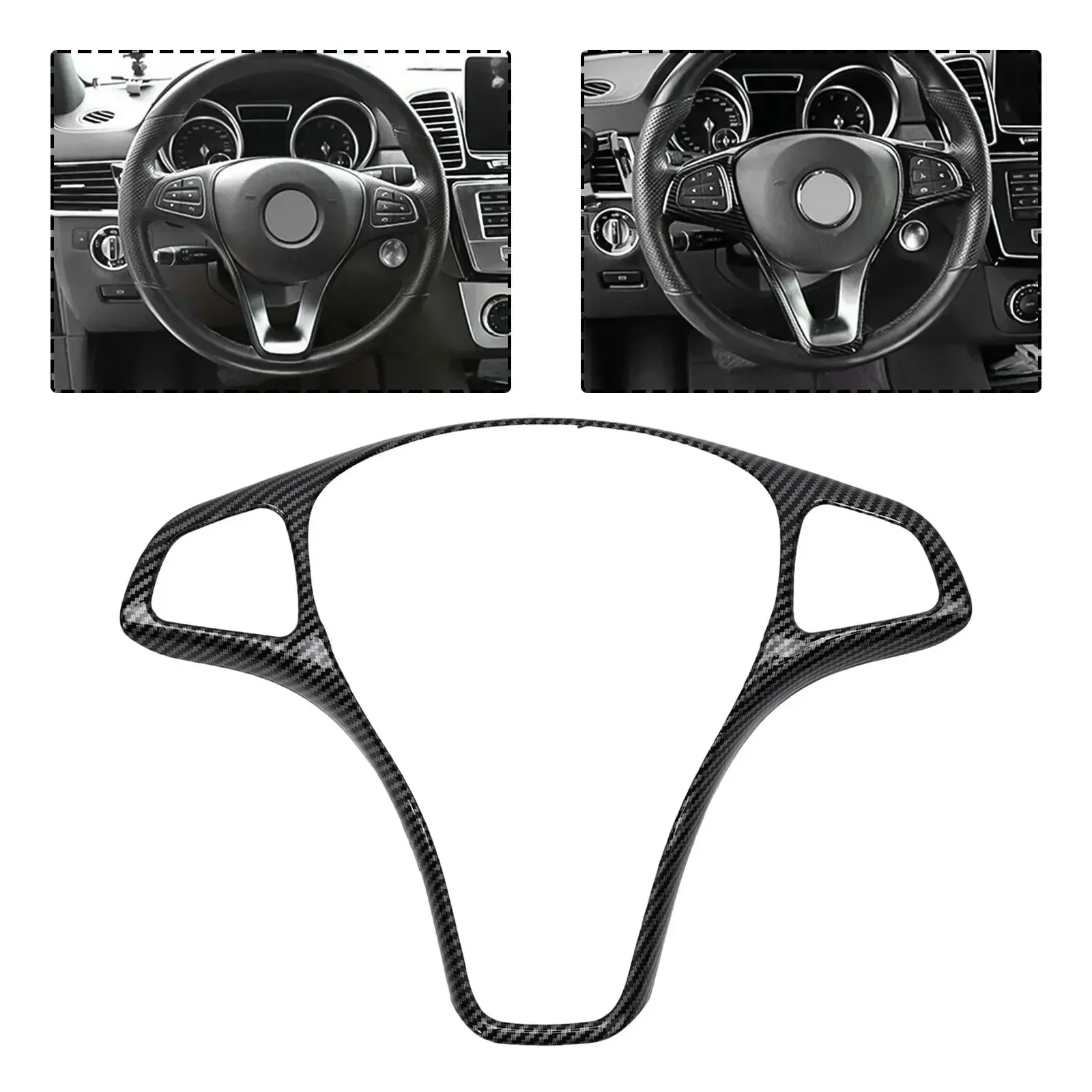 Car Steering Wheel Panel Cover Trim For Mercedes For Benz W213 W205 C E 2014-2017 Carbon Pattern Steering Covers