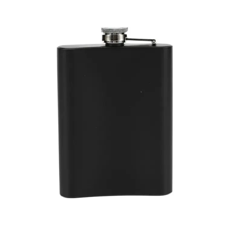 Steel Mini Hip Flask Black Paint Square Pocket Russia Flagon Black Whisky Bottle 6oz 7oz 8oz