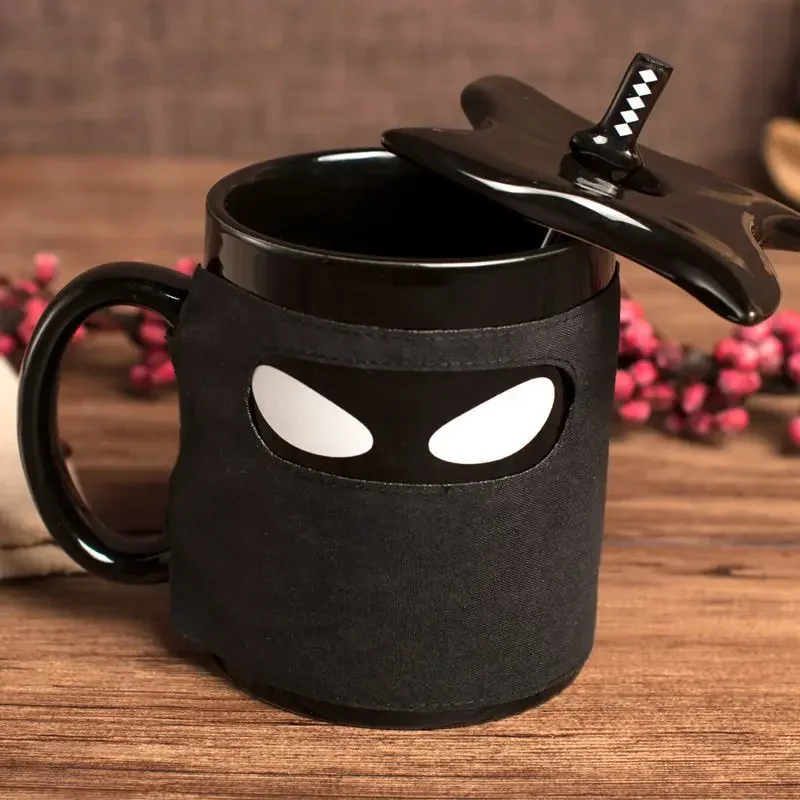 Ninja Mugs Water Cup Creative Funny Mugs with Lid Spoon Set Porcelain Kitchen Utensils Drinkware Mug Coffe Kawaii Cup
