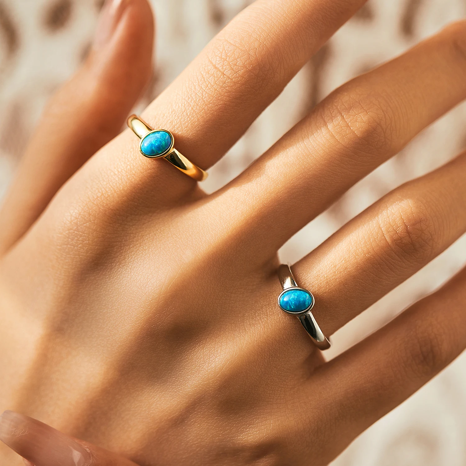 MODIAN 925 Sterling Silver Irregular Oval Opal Charming Finger Ring Platinum Plated Vintage Rings For Women Silver Jewelry Gift
