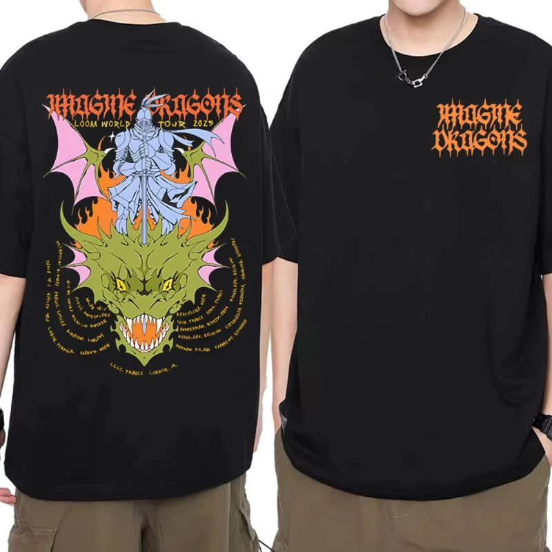 

Imagine Dragons KNIGHT DRAGON World Tour Merch T-shirt Men Women Harajuku Aesthetic Hip Hop Tops T Shirts Summer Comfort T Shirt
