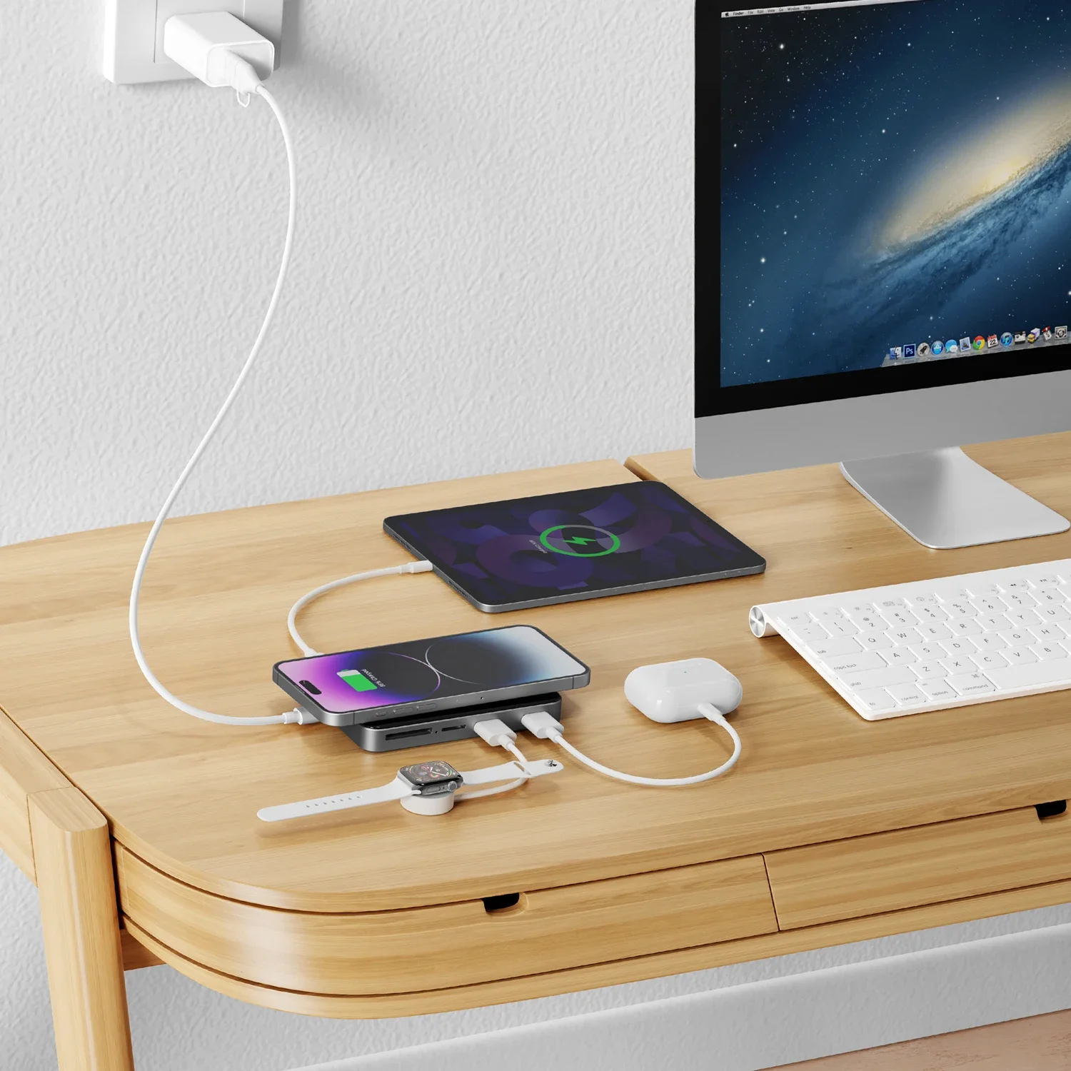 9-in-1 USB C HUB 30W Wireless Charging Type C HUB Docking Station Fast Charging USB 3.0 HUB 5Gbps for PC Laptop MacBook pro - Image 4