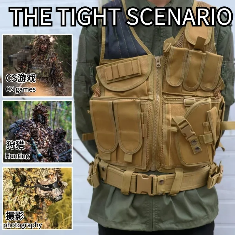 

Military Camo Tactical Vest - Airsoft Battle Plate Carrier with UV Protection & Molle System for Outdoor Combat Training