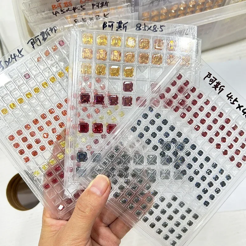 Moissanit-Stein im Asscher-Schliff, zitronengelbe Farbe, VVS1, DIY-Ring-Halskette, Hauptmaterialien haben den Diamanttester bestanden, mit Zertifikat. – Detail 24