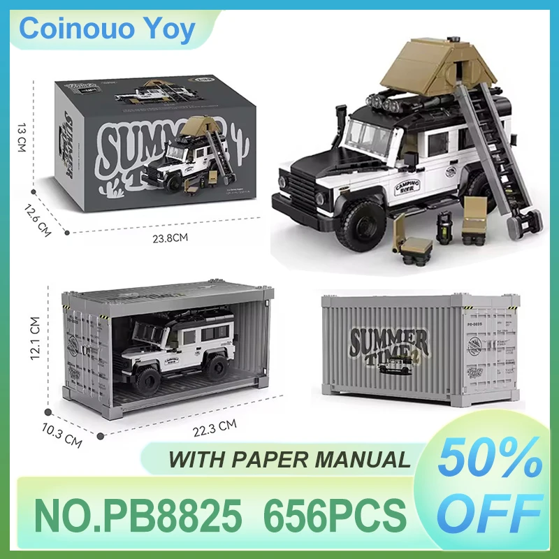 

656 шт., универсал, строительный блок PB8825, кемпинг, внедорожный пикап, автомобиль, модель автомобиля, кирпичи, игрушки для детей, взрослых, подарки на день рождения