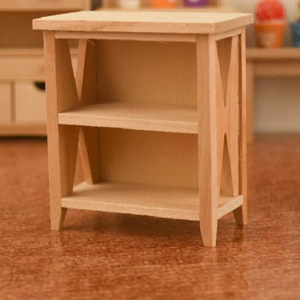 Estante en miniatura para casa de muñecas, estantería de madera para gabinete, muebles 1:12, escaparate de exhibición, conjunto de decoración