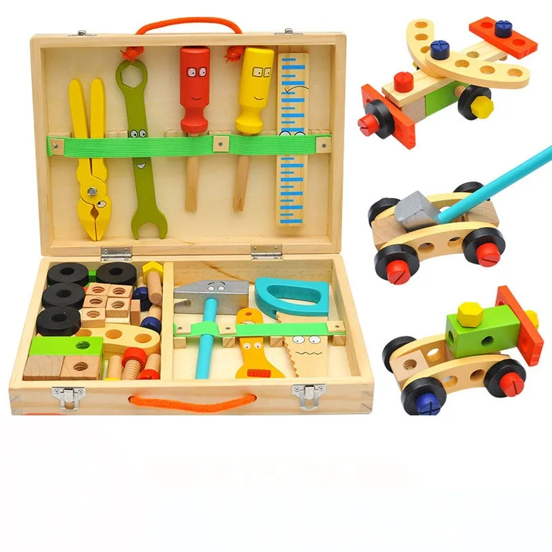 

Kids Wooden Toolbox Pretend Play Set Nut Screw Disassembly Simulation Repair Carpenter Tool Children Montessori Educational Toys