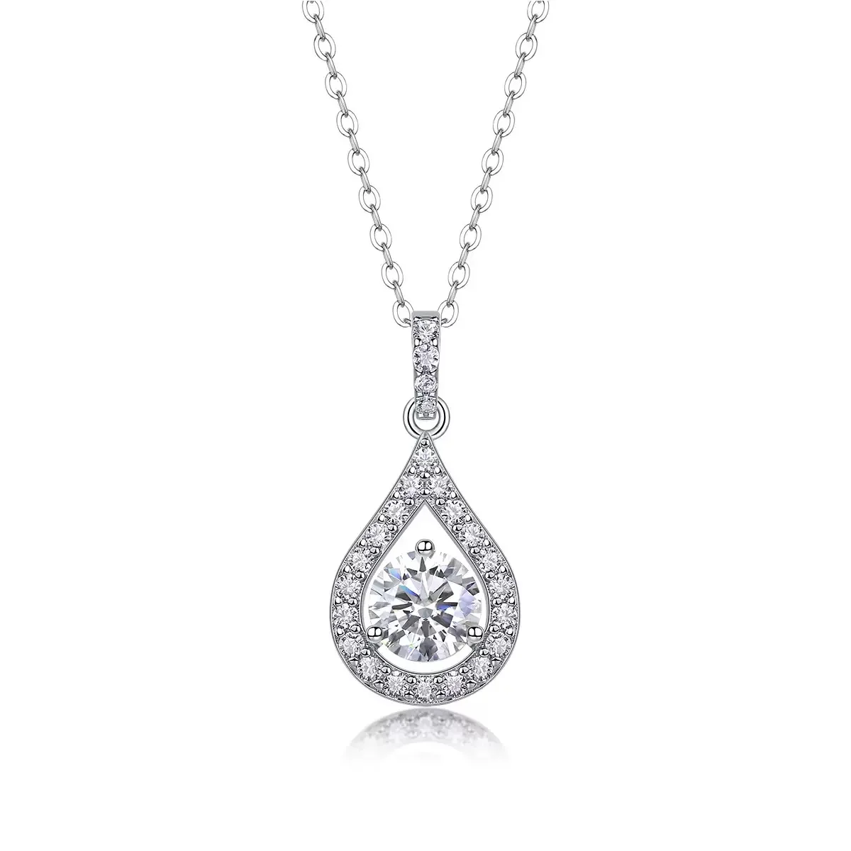 

925 Silver 1ct D Color Moissanite Water Drop Pendant Necklace for Women Fine Jewelry Charm Necklaces Pass Diamond Tester Gift