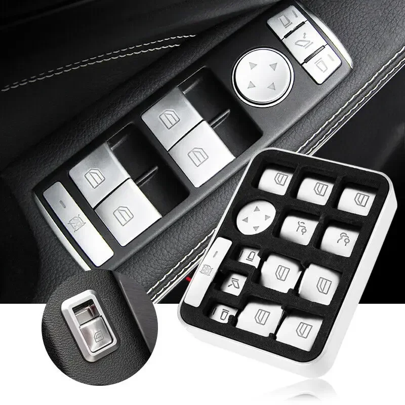 Car Window Control Button Cover Switch Panel Keys Cap Sticker Trim for Mercedes Benz A B C Class W204 W212 GLA GLK CLA GL ML