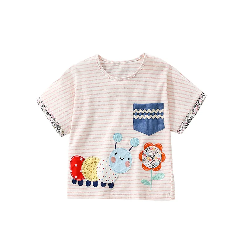 

Футболка в полоску для девочек Malwee ort Sve round Ne, летняя одежда, детские модные мягкие хлопковые детские топы Moisture ng