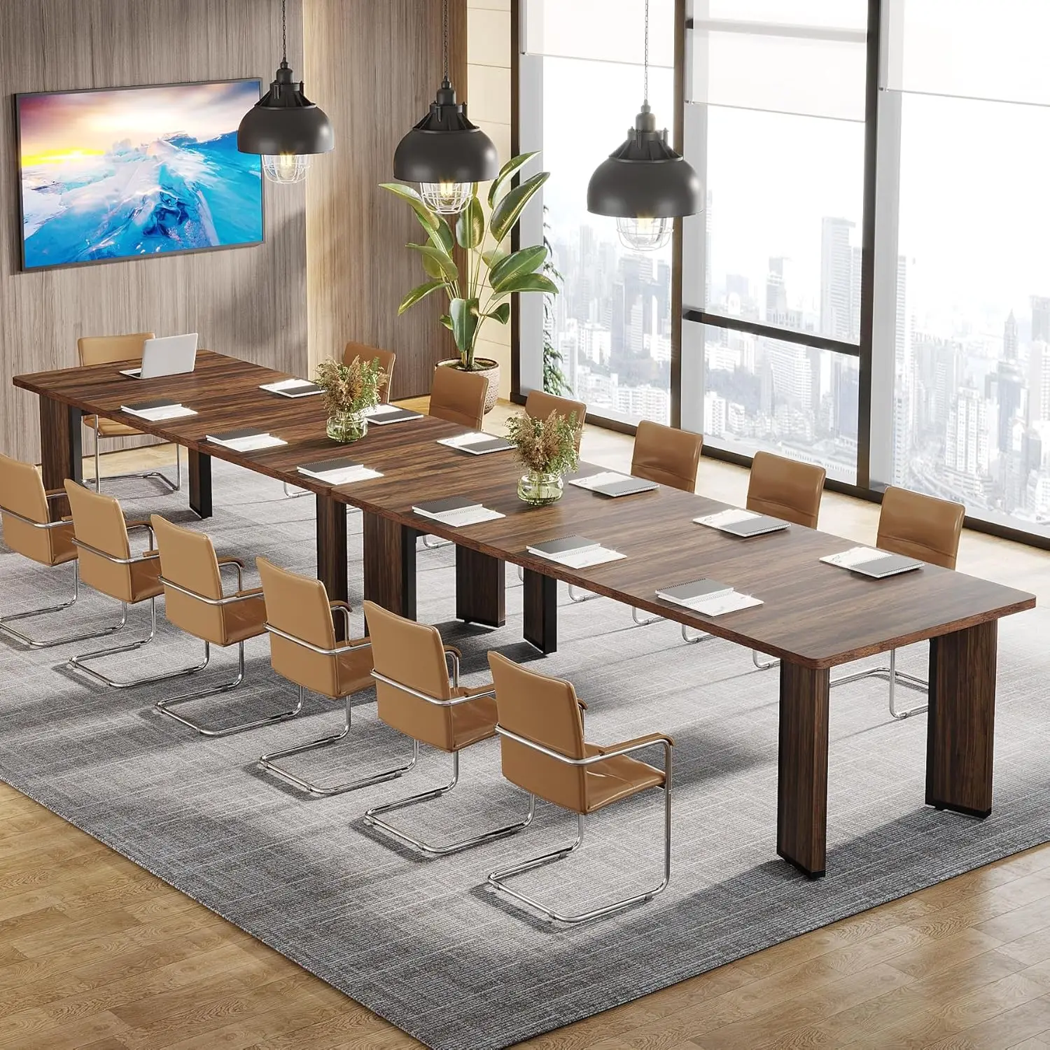6.5FT Conference Table for 6-8, 78-Inch Large Rectangular Meeting Table with Heavy Duty Frame, Business Furniture Boardroom Desk