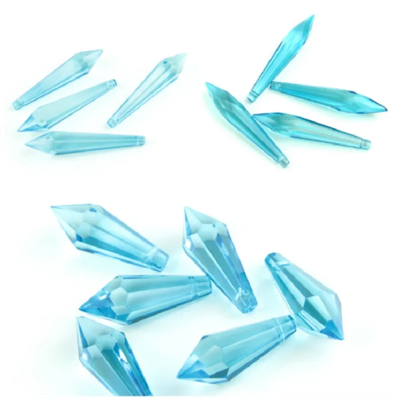 38mm/63mm/76mm Glass Icicle Chandelier Drops Aquamarine Crystal Chandelier Parts Crystal Prism Drop Pendant