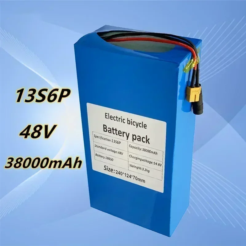 Hot Selling 48V 38ah 13s6p Lithium Battery Pack 48V 38000mAh 2000W Electric Bicycle Battery with Built-in 50A BMS