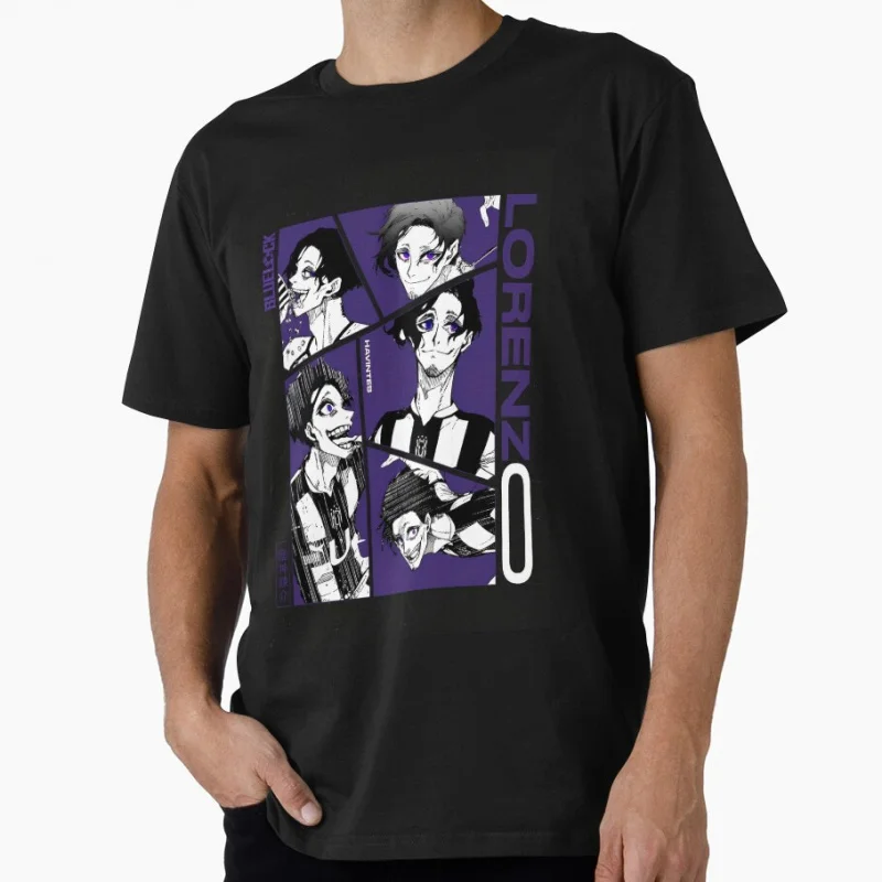 

Lorenzo Art Japan Football Manga Blue Lock Anime t shirt for Soccer sports Large size Tops 100% cotton print mens clothing
