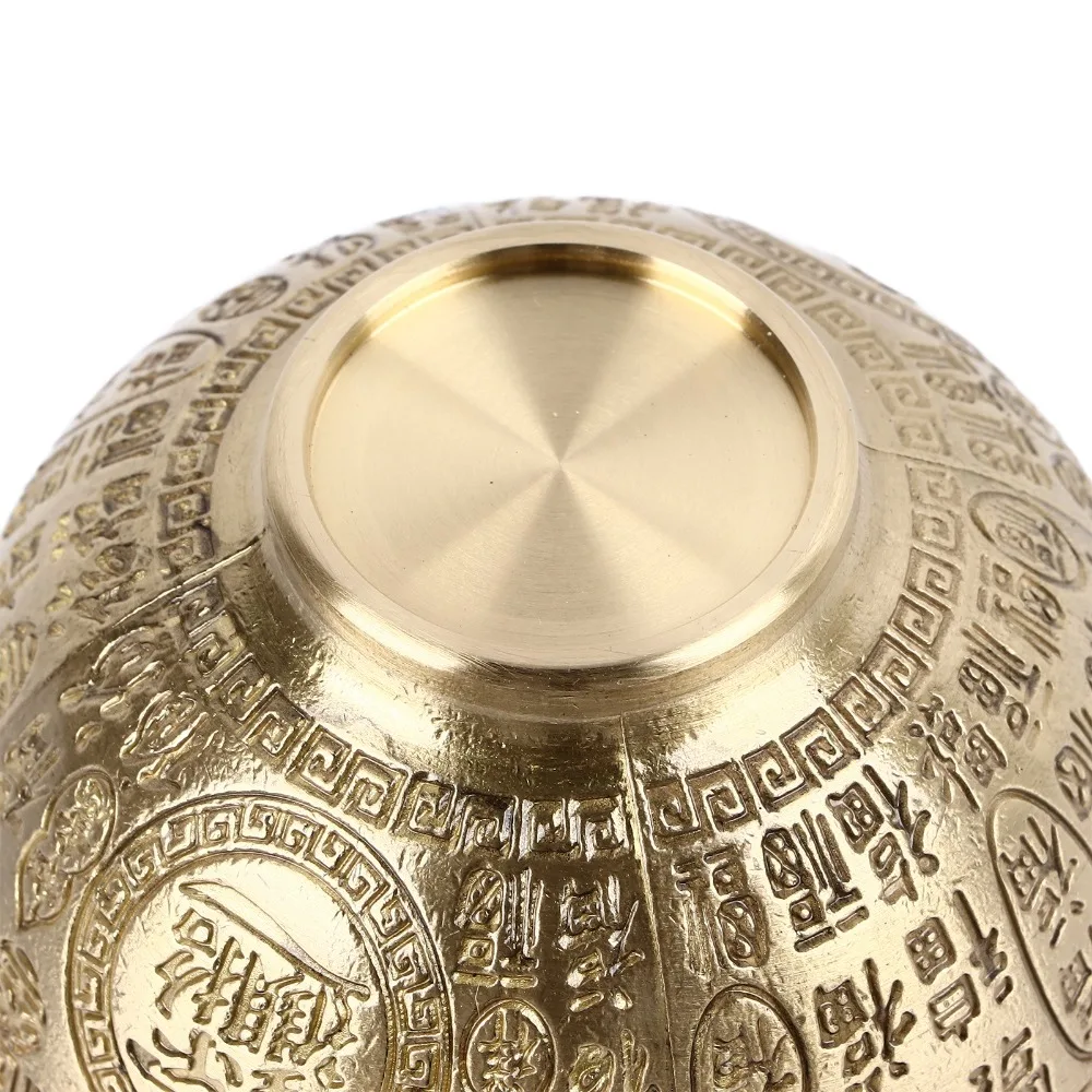 Gold Buddhist Offering Bowl Brass 3.3-Inch Diameter Blessing Bowl Sturdy Feng Shui Brass Bowl For Entrance Decor