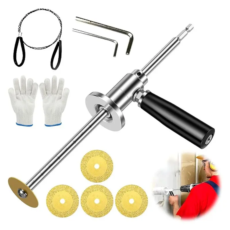 AA94-Inside For PVC Pipe Cutter With Adjustable Depth Gauge, Internal Pipe Cutting Tool Set With 5PCS Blades