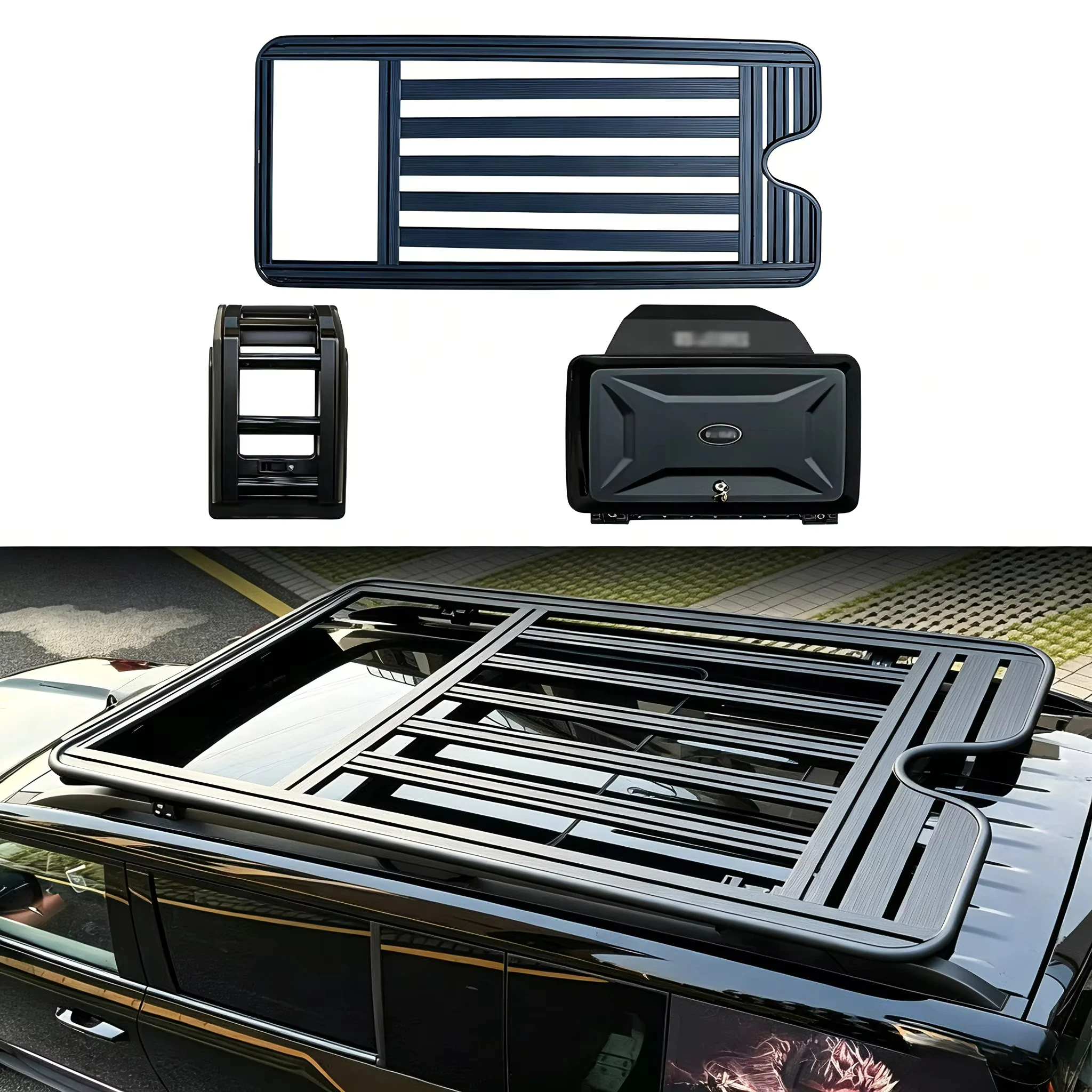 new Upgraded Aluminum Alloy Roof Rack, Ladder, and Side Window Storage Box Kit, Suitable for BYD Titanium 7 Accessories