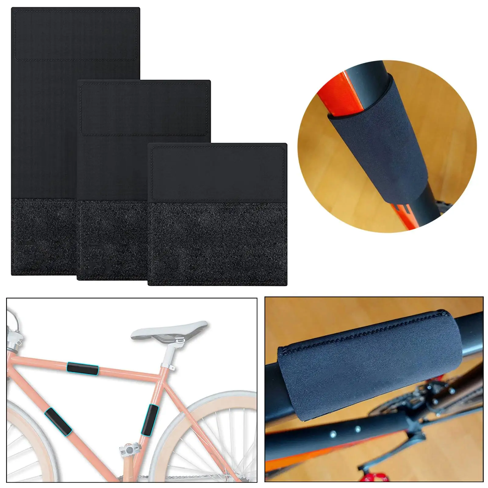 3Pcs/Set Neoprene Bike Frame Protector Cycling Frame Protector Protective Cover Sheet Sticker Wrap Sleeve