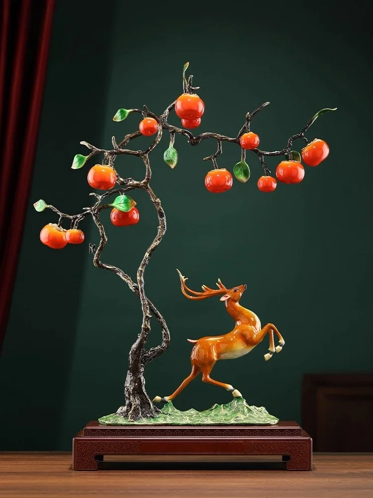 Daming coppersmith copper deer everything goes well persimmon ornament