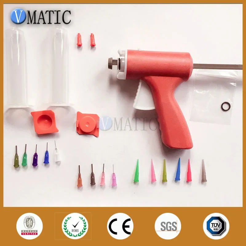 Free Shipping 10cc 10ml Manually Single Liquid Dispensing Glue Caulking Gun With Syringe Set + Luer Lock Needles