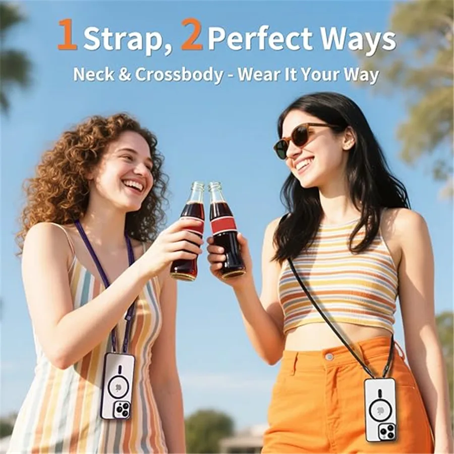 Universal Double Buckle Mobile Phone Lanyard Outdoor Anti Loss Wrist Hand Ropes with Stainless Steel Clips Crossbody Long Layard